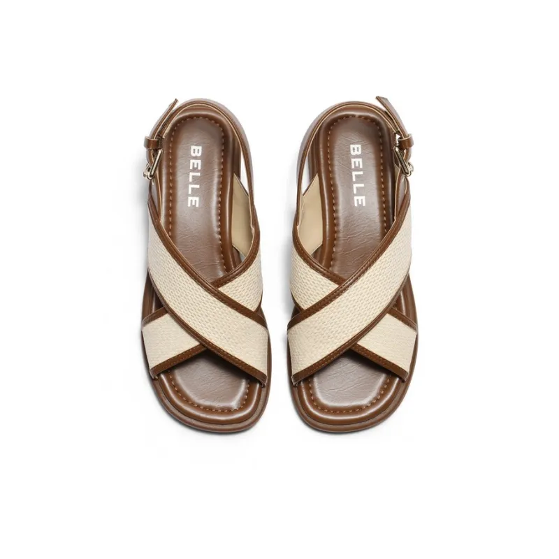 BELLE Roman Sandals Women's Dark Coffee-2