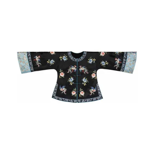 YICHENGFENGXU Shirt Women's Black Positioning Embroidery Front Placket Top
