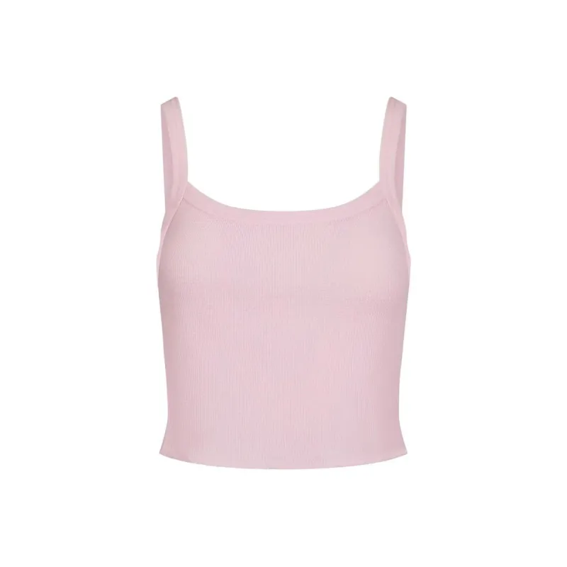 SKIMS WAFFLE CROPPED CAMI Camisole Women's CHERRY BLOSSOM/Cherry Blossom Pink-0