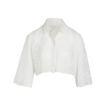 Giambattista Vall Paisley pattern Macramé Cropped Blouse