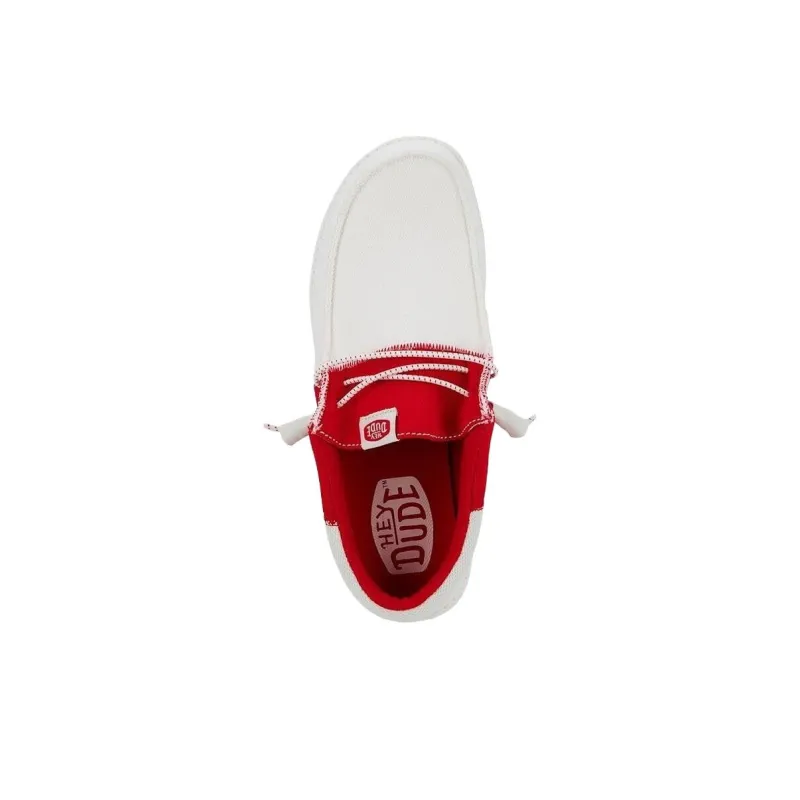 Heydude Wally Tri Varsity Casual Shoes Men's White Red-2