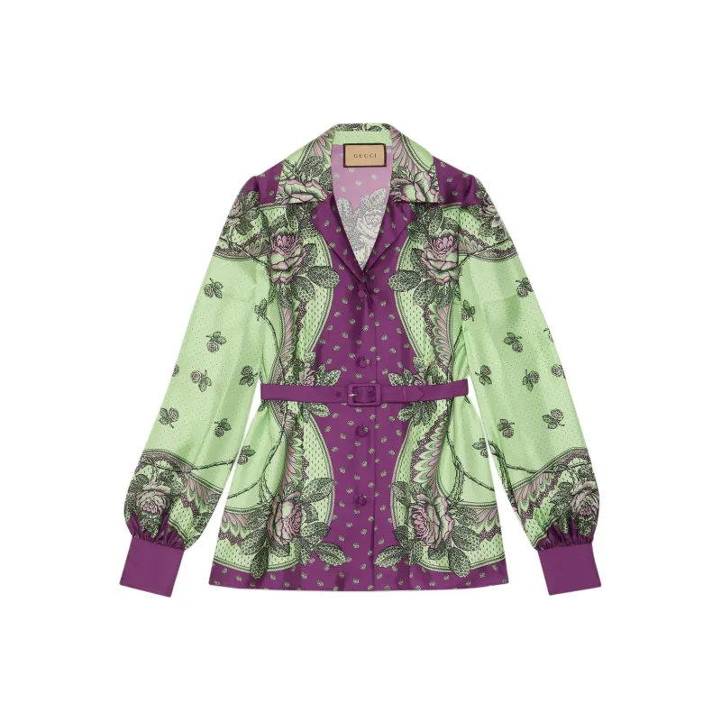 GUCCI Paisley Print Silk Shirt Shirt Women's Multicolor-0