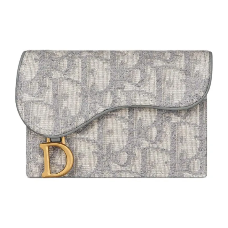 DIOR Saddle Cotton Wallet Women's Gray-0