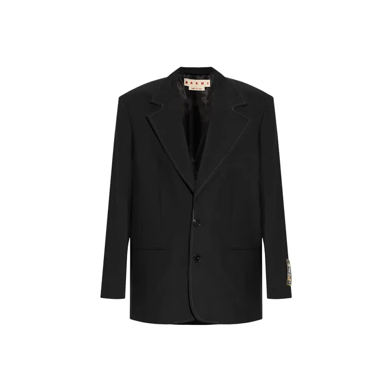 MARNI Logo Patch Single Breasted Blazer-0