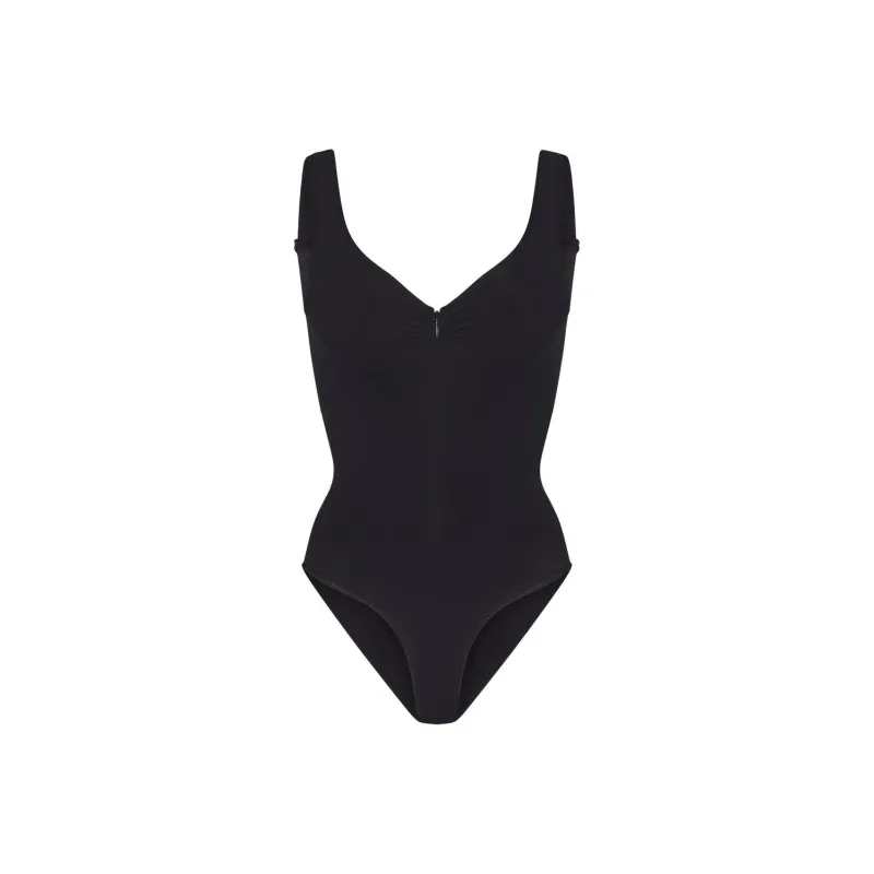 SKIMS SEAMLESS SCULPT ZIP FRONT BRIEF BODYSUIT Bodysuits Women's ONYX/Onyx-0