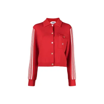 AUTRY Logo Embroidered Stripe Detailed Buttoned Jacket