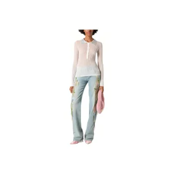 Blumarine Embellished Ribbed Polo Shirt