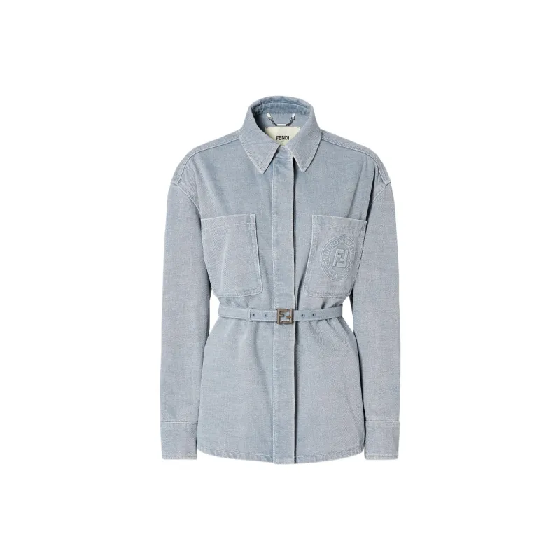 FENDI Belted Waist Denim Jacket-0
