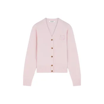 Maison Kitsune Bold Fox Head Embroidered Knit Cardigan