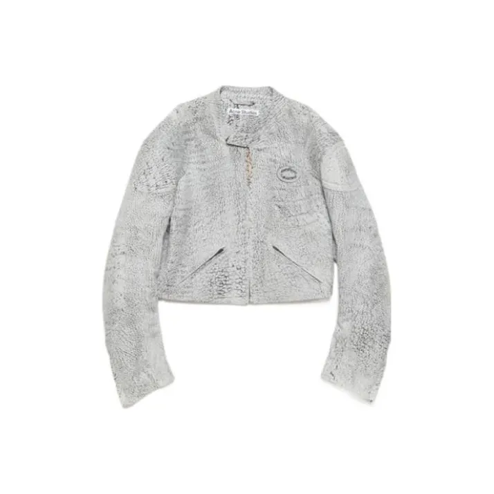 Acne Studios Leather Jacket Jackets Coats Women's Silver-0