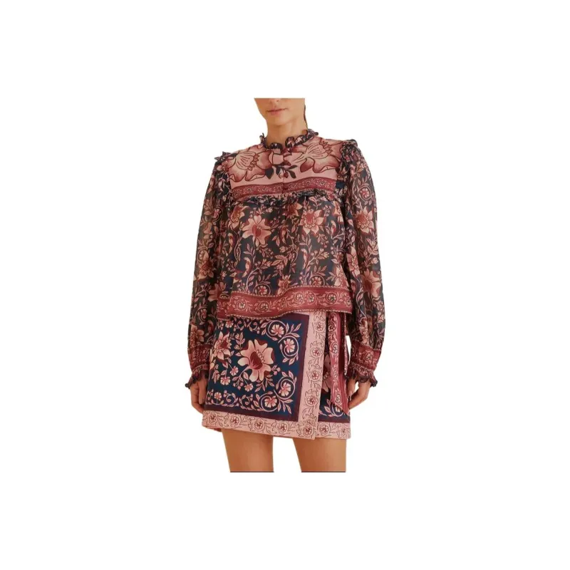 Farm Rio Ainika Charm-print Voile Blouse-0