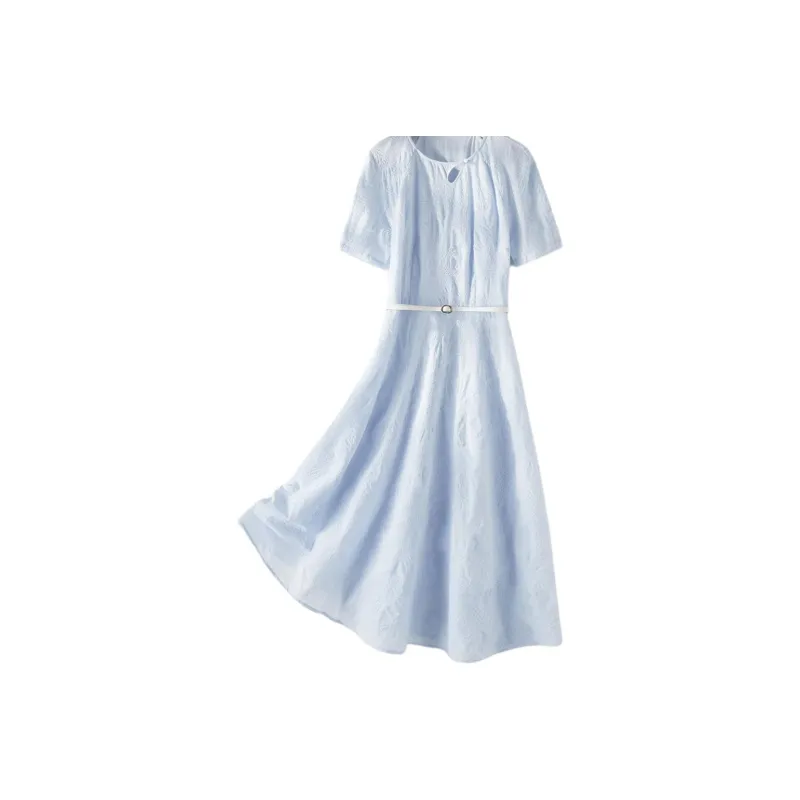 IHIMI Short Sleeved Dress Women's Light Blue-0