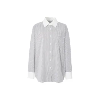 Hopeshow Shirt Women's White Base With Black Stripes 702