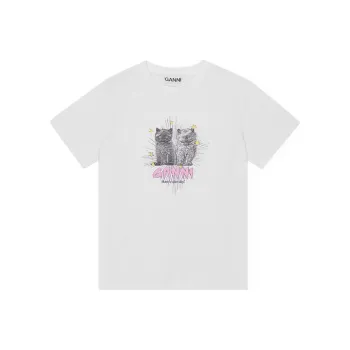 GANNI Basic Jersey Kittens Relaxed T Shirt