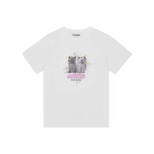 GANNI Basic Jersey Kittens Relaxed T Shirt