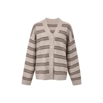 Ariseism Knitwear Women's Beige Coffee Stripes