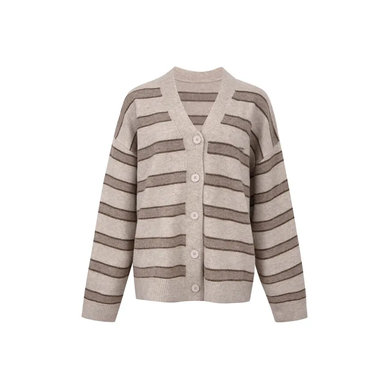 Ariseism Knitwear Women's Beige Coffee Stripes-0