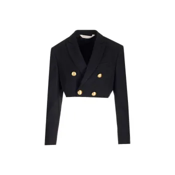 PALM ANGELS Cropped Boyfriend Blazer Black