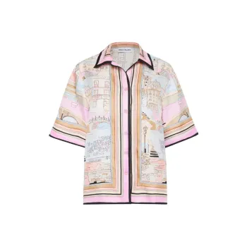 REBECCA VALLANCE Parfait Landscape-print Silk Shirt