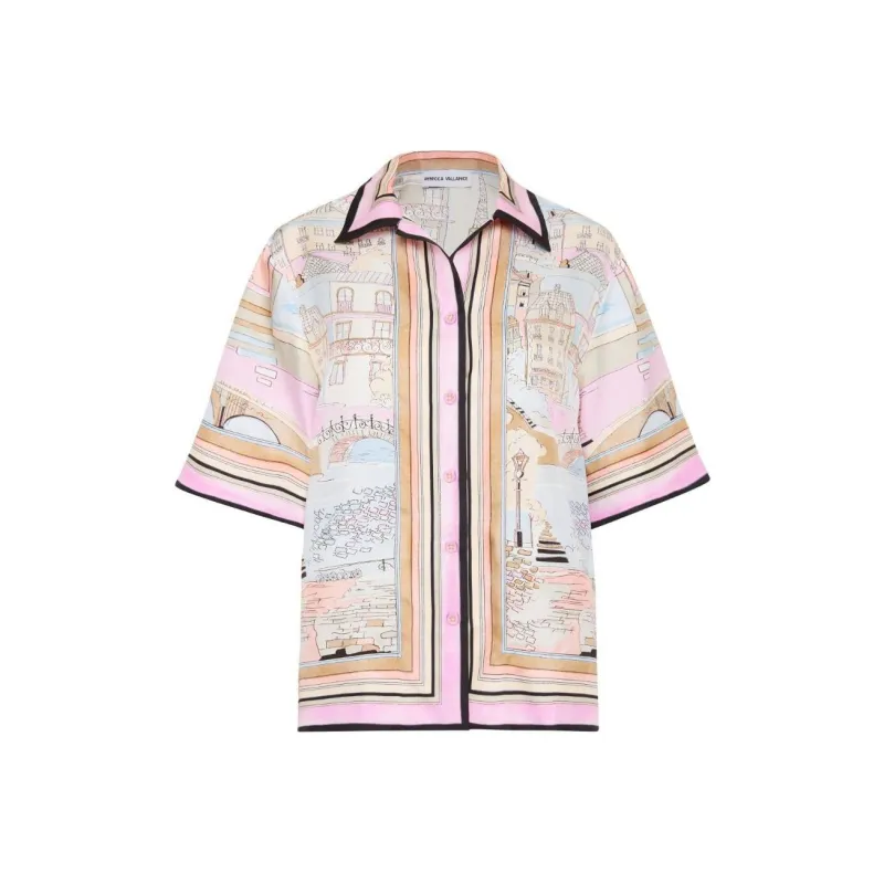 REBECCA VALLANCE Parfait Landscape-print Silk Shirt-0