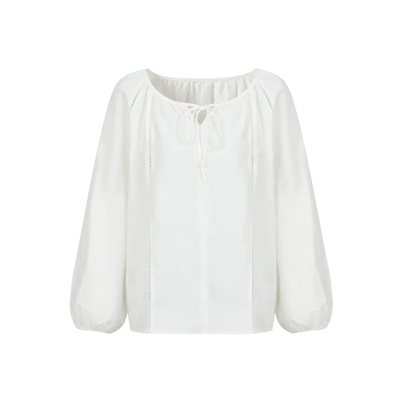 JZ. ANNAKRO Chiffon Shirts Women's Raw White-0