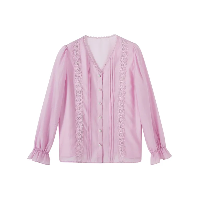 XIANGYING Shirt Women's Plum Red-0