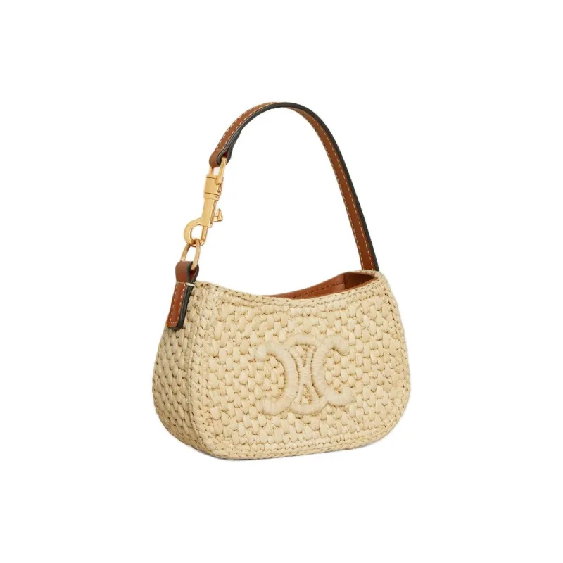 CELINE Raffia Shoulder Bag Women's Natural & Tan-1