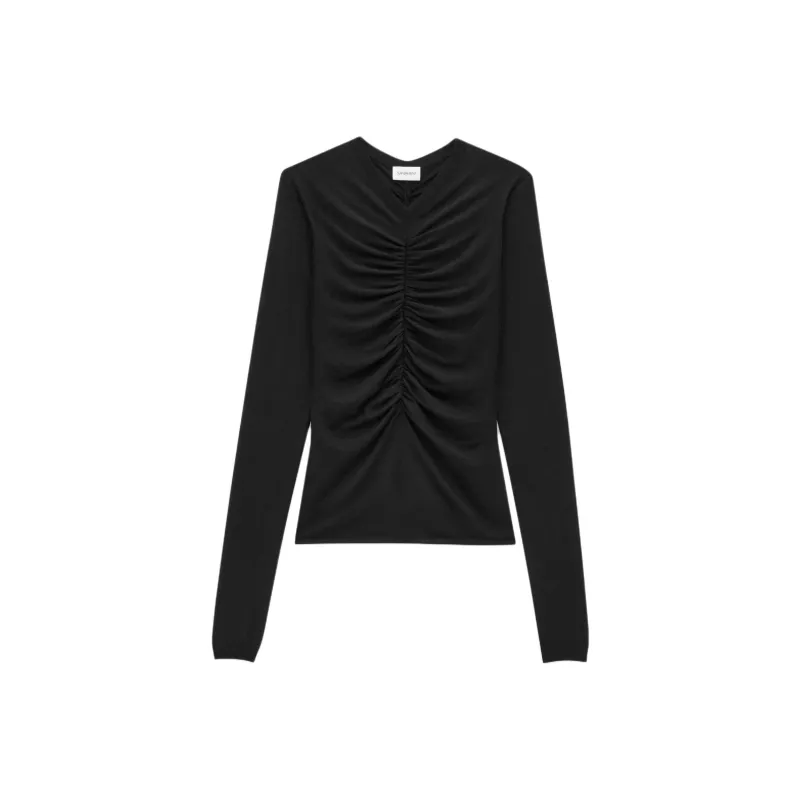 SAINT LAURENT V-Neck Ruched Jumper-0
