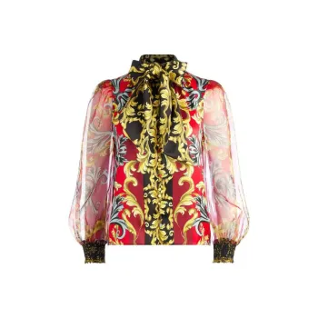 ALICE+OLIVIA Brentley Tie-neck Blouse