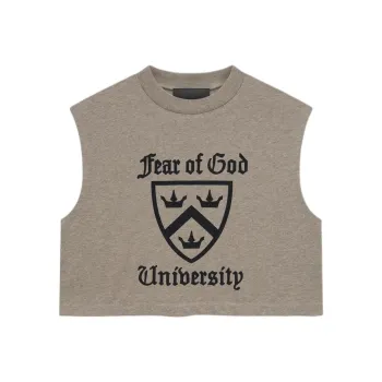 Fear Of God Essentials Women's Tri Blend Cropped Muscle Tee Heather Gray