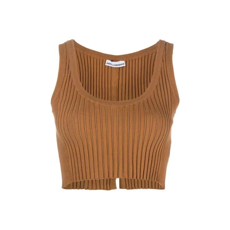 Paco Rabanne Ribbed Cropped Top-0