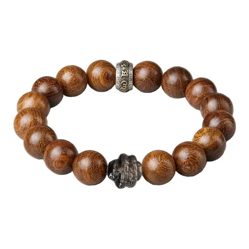 SGE Golden Sandalwood Beaded Bracelet Wooden Product Buddhist Bead Unisex