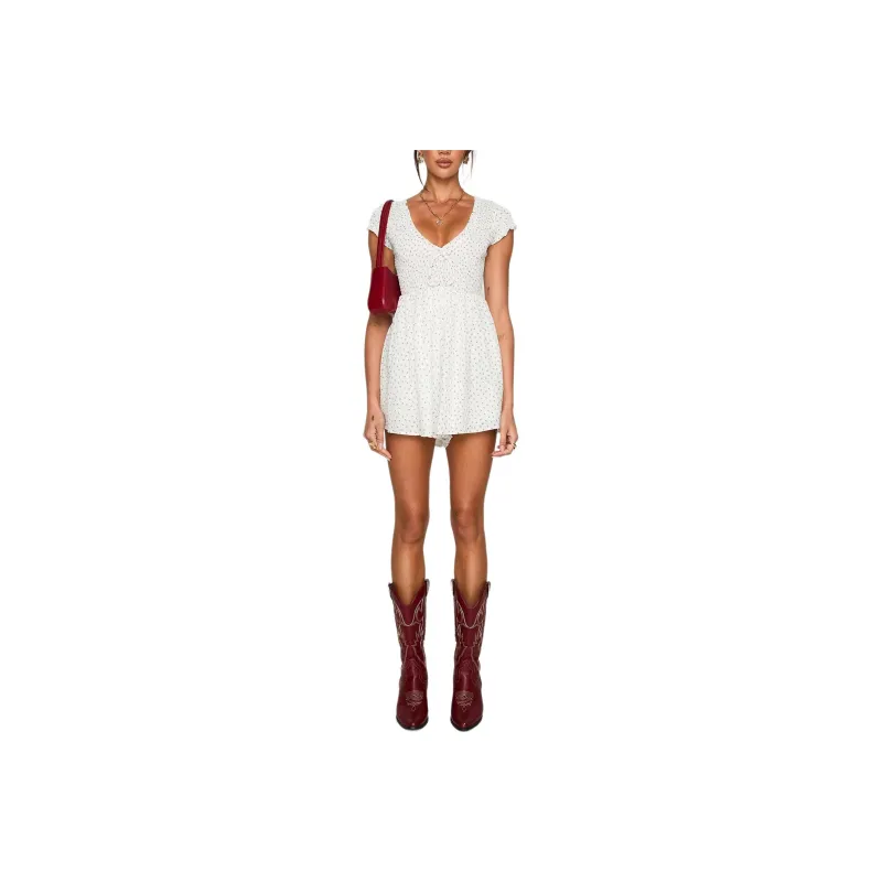 PRINCESS POLLY SWEET TALK PLAYSUIT Bodysuits Women's White Floral-0