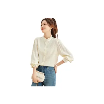 TERRE BLEUE Chiffon Shirts Women's Apricot