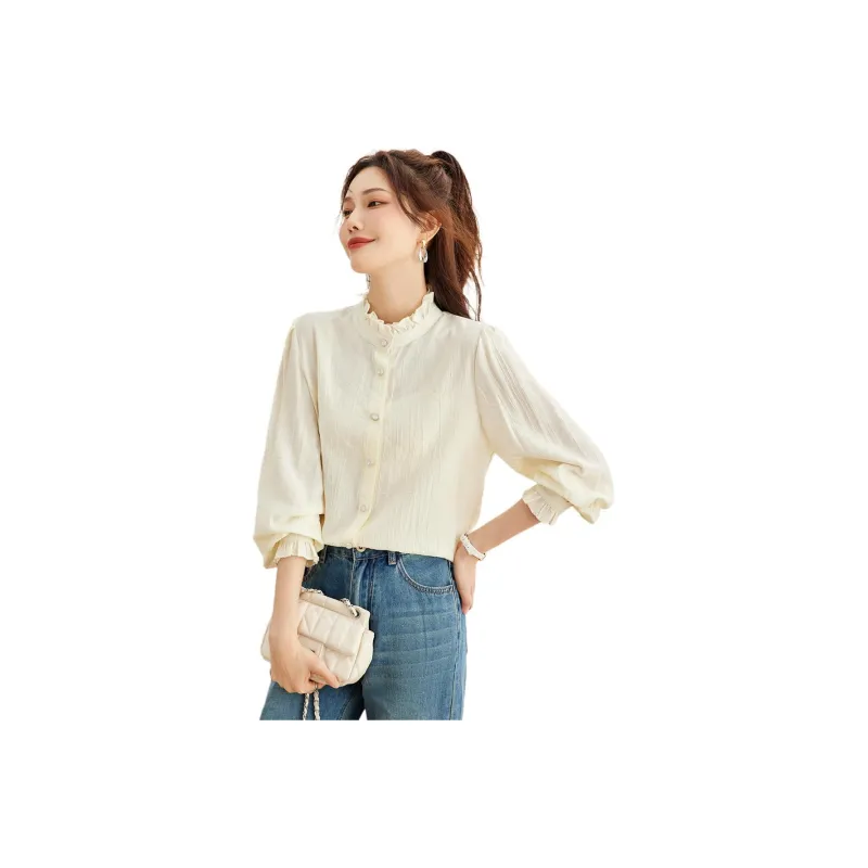 TERRE BLEUE Chiffon Shirts Women's Apricot-0