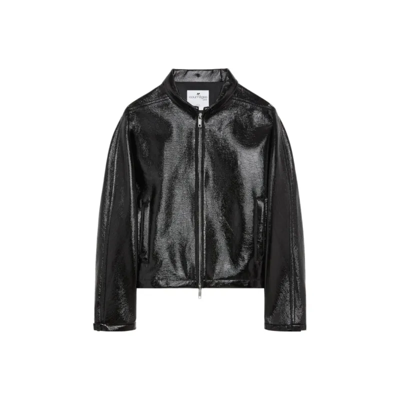 Courrèges Vinyl Zipped Bomber 'Black'-0