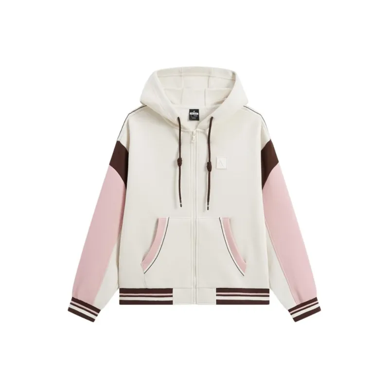 XTEP Jackets Coats Women's Cotton White/Rich Brown/Pure Pink-0