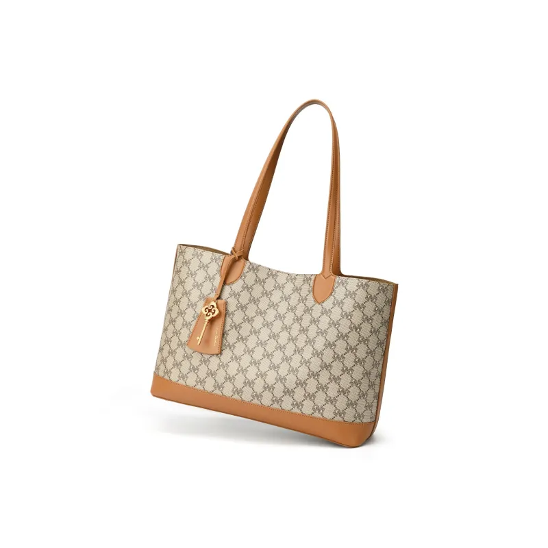 PIERRE CARDIN PVC Tote Bag, Shoulder Bag Women's Dark Khaki/Apricot-4
