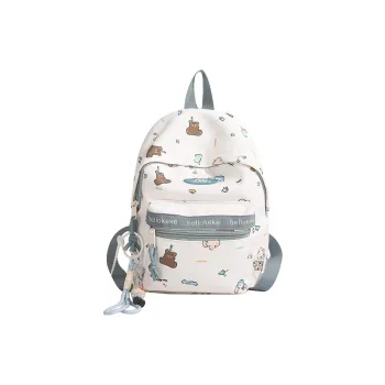 Yalu Nylon Backpack Regular Unisex White & Blue/Ecru/Khaki/Blue/Brown