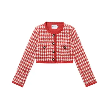 Self-portrait Jacket Women's Christmas New Year Red Pink Plaid