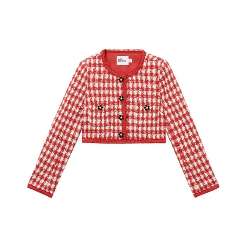 Self-portrait Jacket Women's Christmas New Year Red Pink Plaid