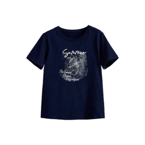 LUYOUYE Set in Sleeve T Shirt Women's Blue