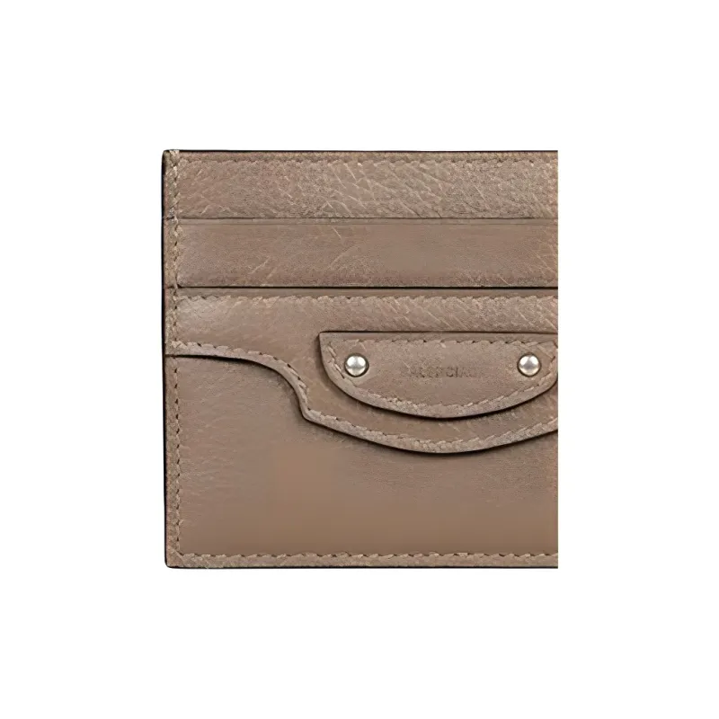 Balenciaga Grain Calfskin Card Holder, Crossbody Bag Unisex Brown-4