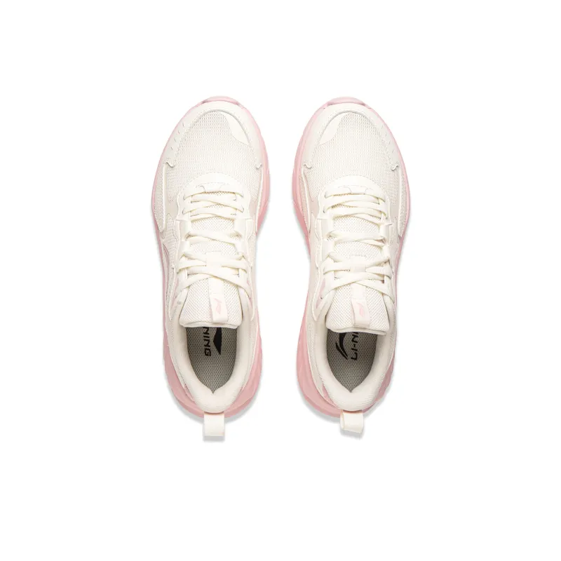 LiNing Cushioning, Abrasion Resistant, Breathable, Lightweight Low Top Sprint Running Shoes Women's Ivory-3