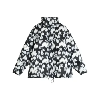 BLUEerror Down Jacket Women's Black Base With White Flowers