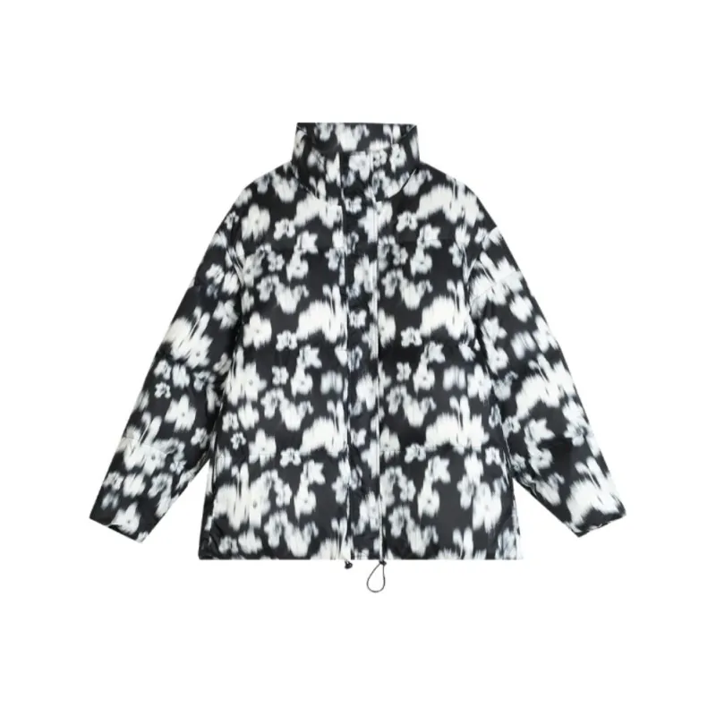 BLUEerror Down Jacket Women's Black With White Floral-0