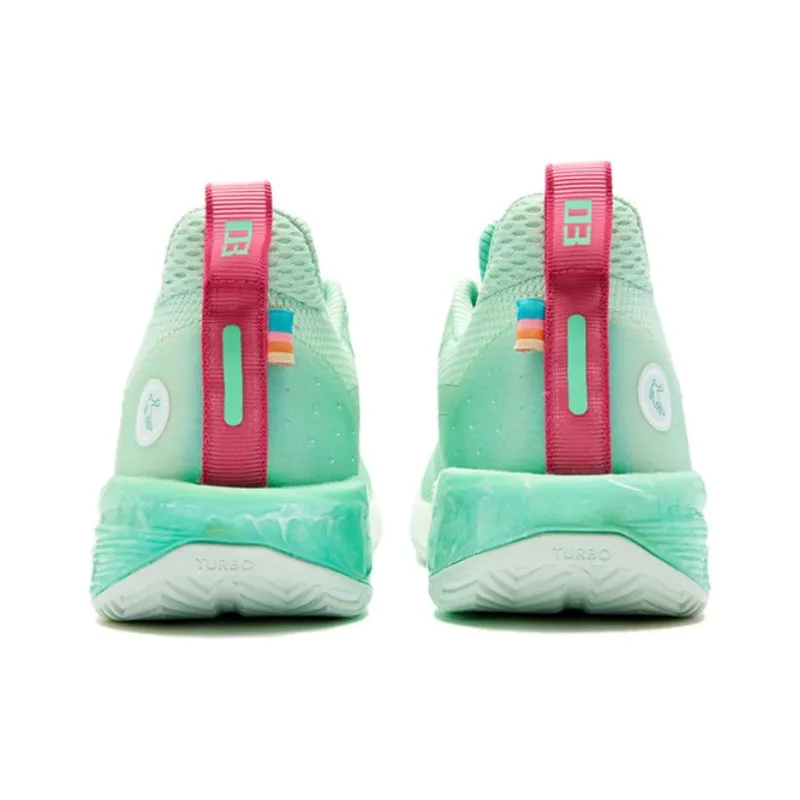QIAODAN FE3.0 Chinese Jade Cushioning, Slip Resistant, And Abrasion Resistant Low Top Basketball Shoes Men's Green Pink-4