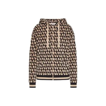 Valentino Logo Monogrammed Zipped Hoodie