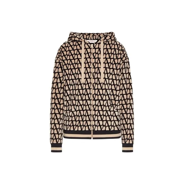 Valentino Logo Monogrammed Zipped Hoodie-0