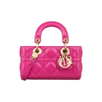 DIOR Lady D Joy Lambskin One Shoulder Handbag Micro Women's Fuchsia